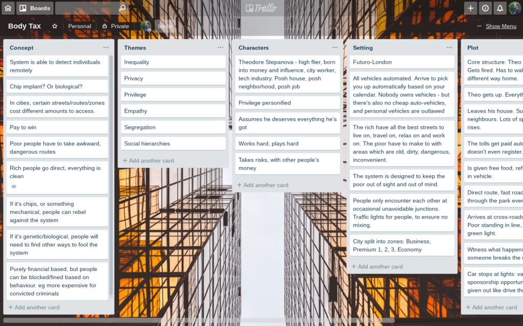 Trello Board for Body Tax
